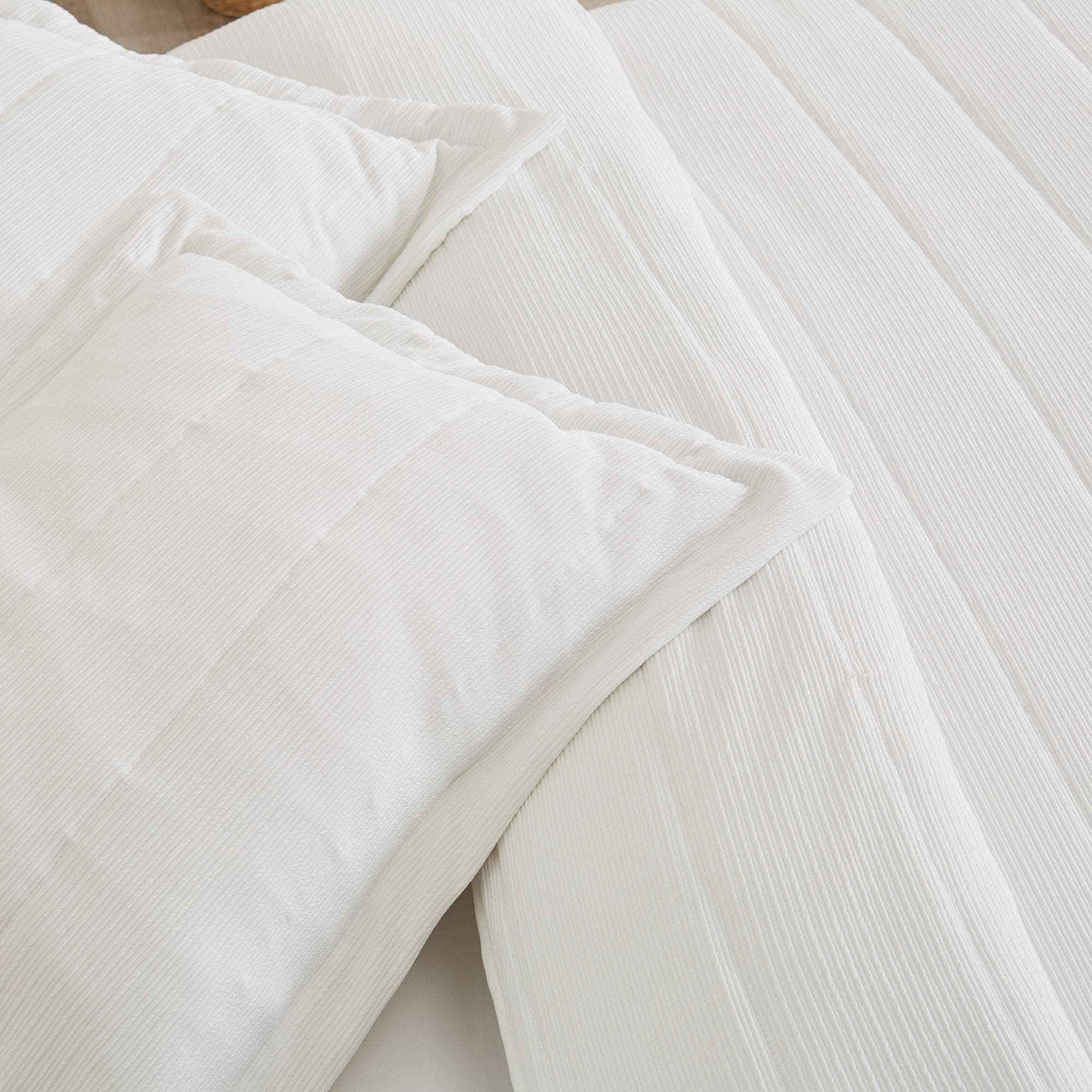 3 Piece Textured Striped Quilt Set - Ellie Collection