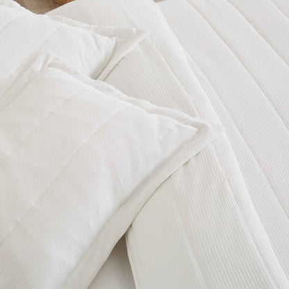 3 Piece Textured Striped Quilt Set - Ellie Collection