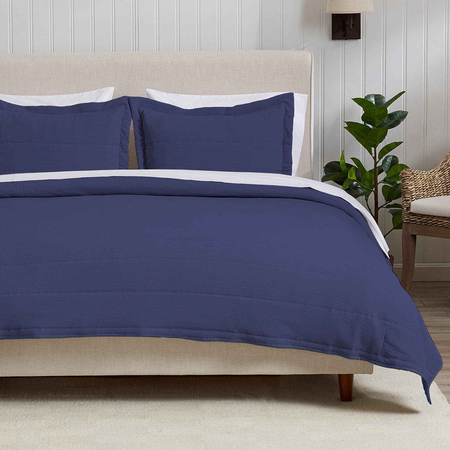 3 Piece Textured Striped Quilt Set - Ellie Collection