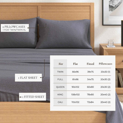 4 Piece Heathered Solid Cotton Blend Flannel Sheet Set - Anders Collection