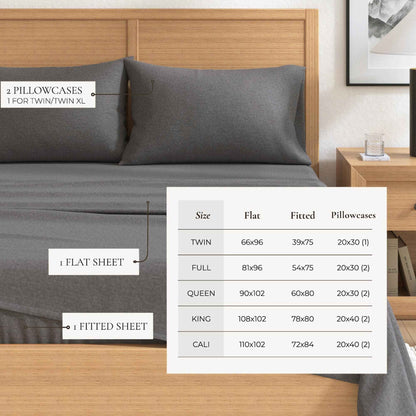 4 Piece Heathered Solid Cotton Blend Flannel Sheet Set - Anders Collection