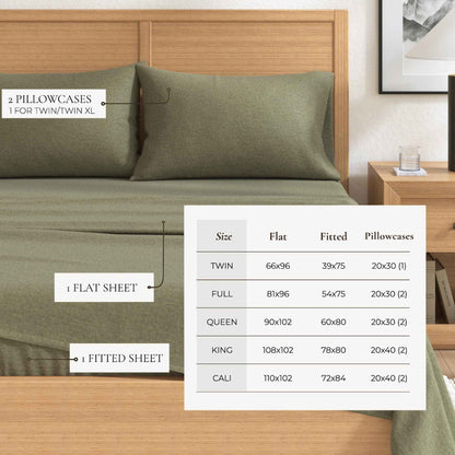 4 Piece Heathered Solid Cotton Blend Flannel Sheet Set - Anders Collection