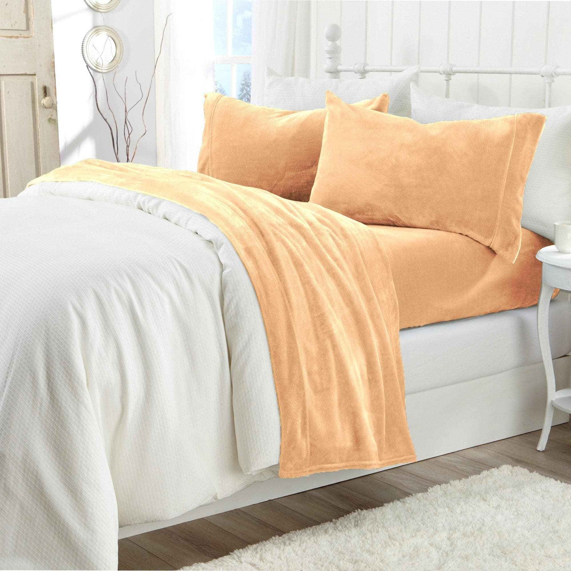 4-Piece Solid Jewel-Toned Plush Sheet - Velvet Luxe Collection