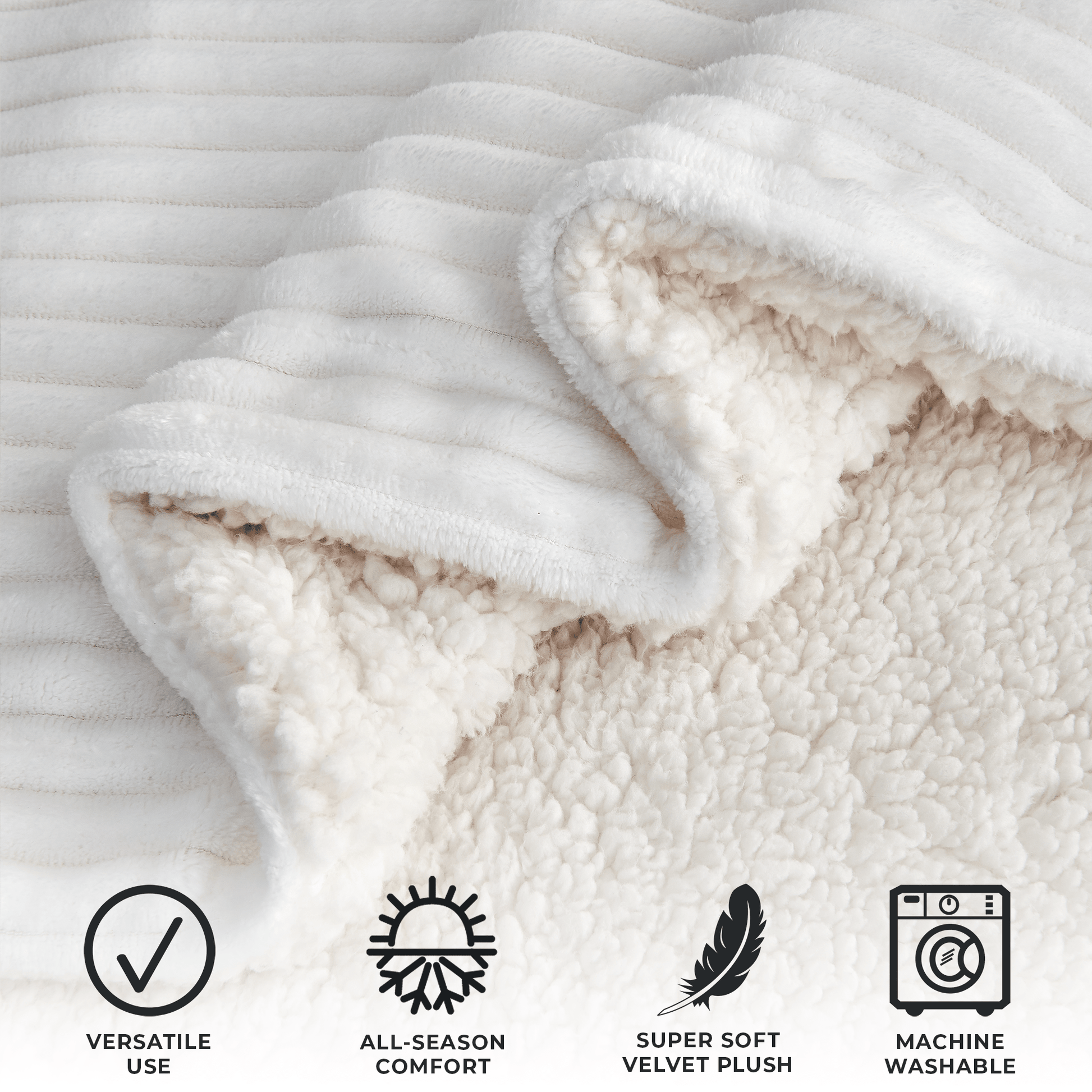Ribbed Sherpa Throw Blanket - Corduroy Collection