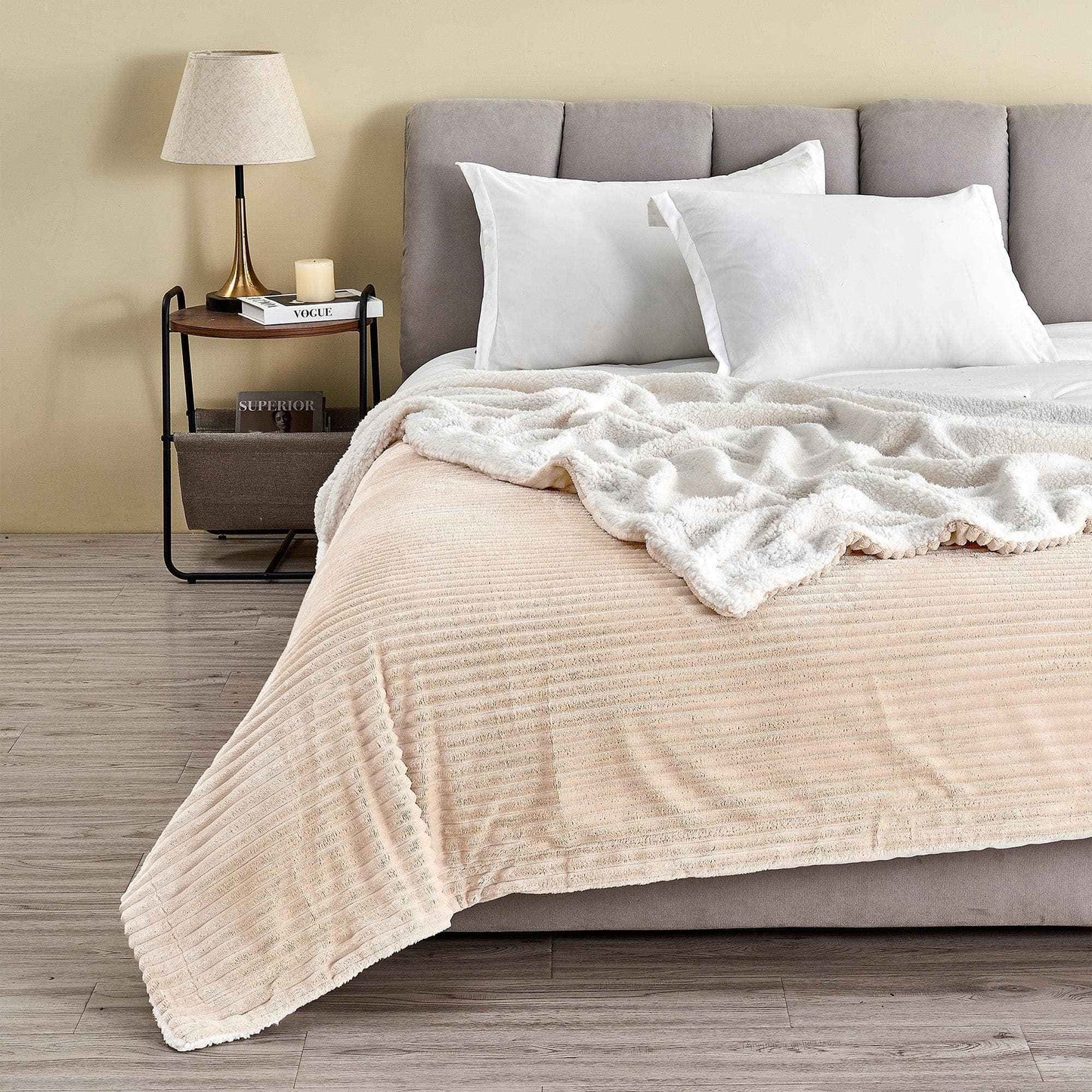 Ribbed Sherpa Throw Blanket - Corduroy Collection