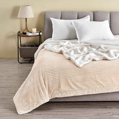 Ribbed Sherpa Throw Blanket - Corduroy Collection