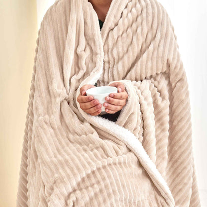 Ribbed Sherpa Throw Blanket - Corduroy Collection