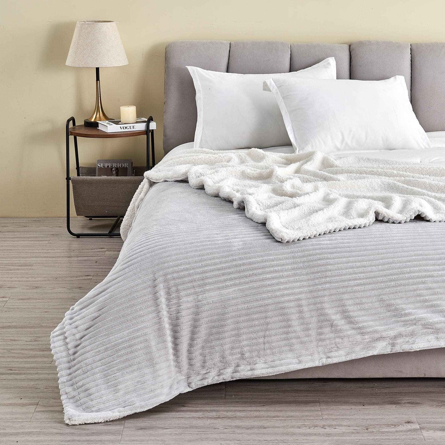 Ribbed Sherpa Throw Blanket - Corduroy Collection