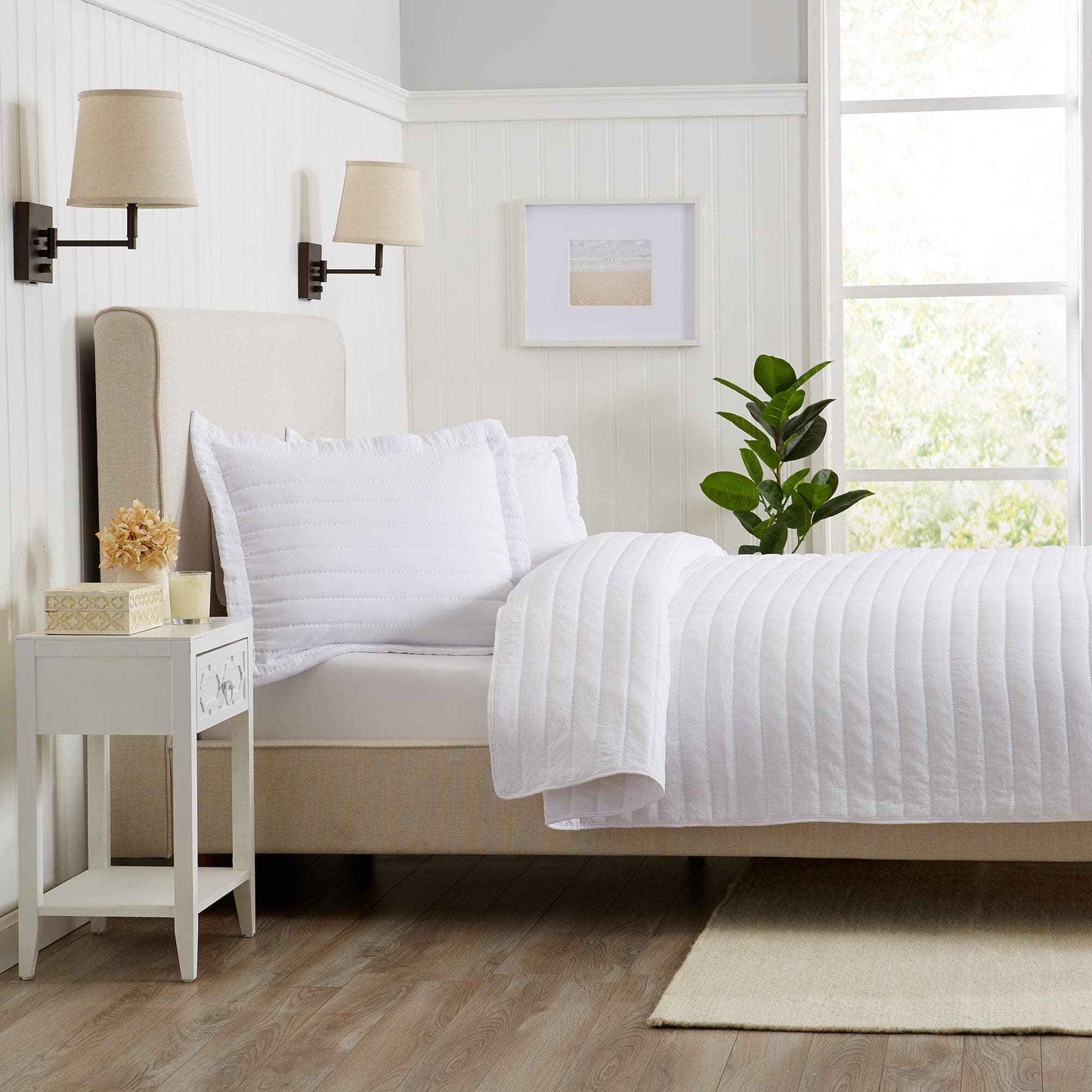 3-Piece Solid Striped Quilt - Virginia Collection
