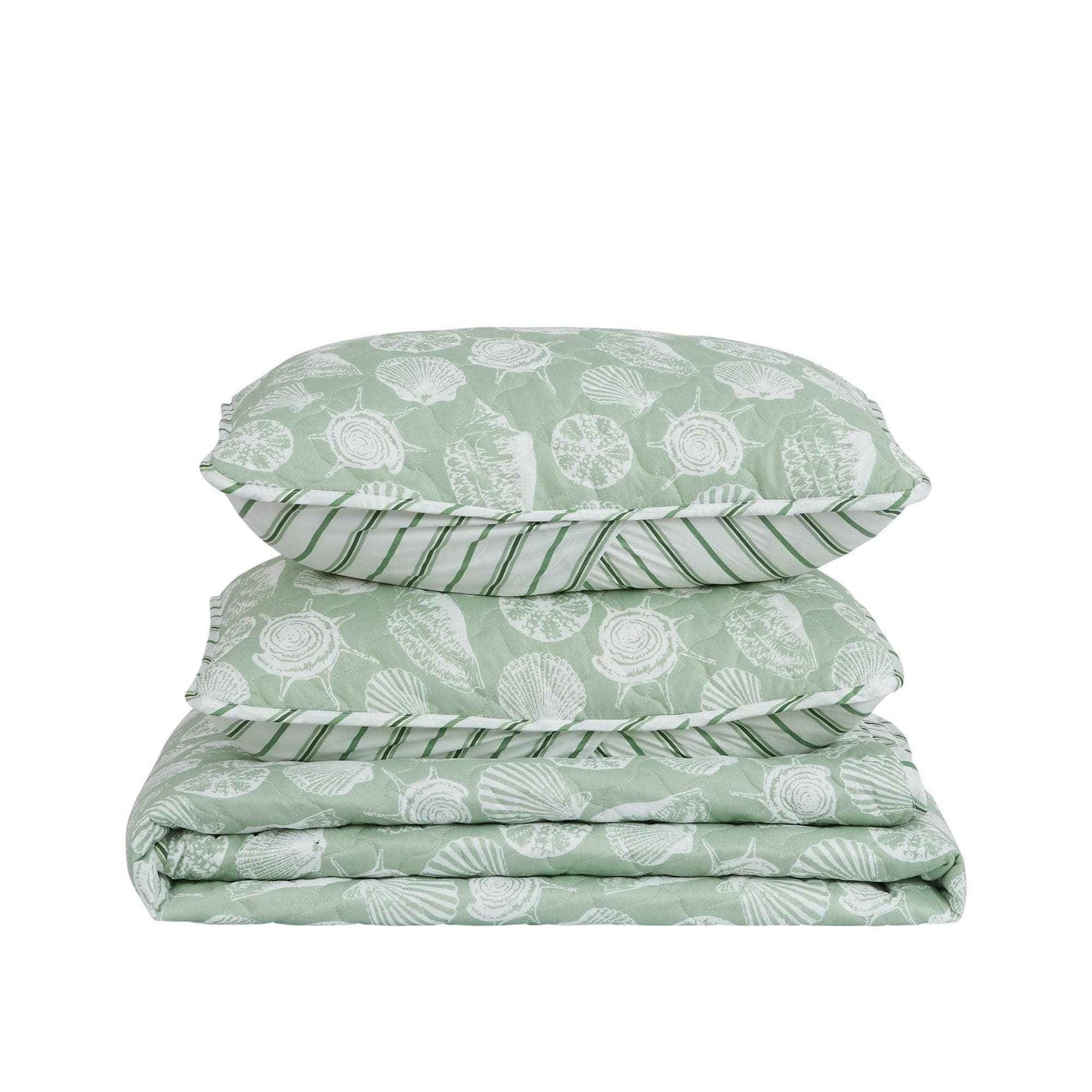 Green Seashell Quilt - Emerald Bay