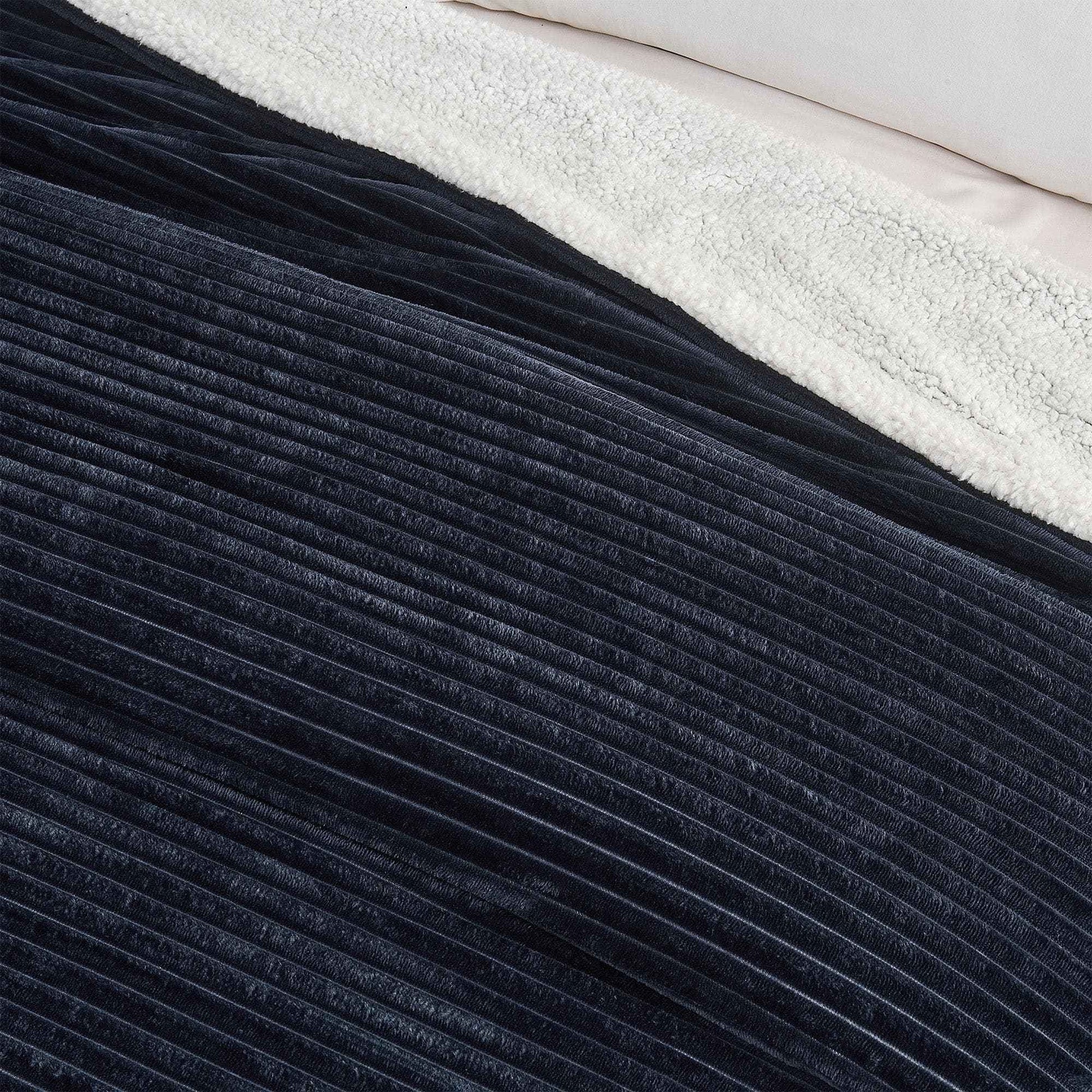 Ribbed Sherpa Throw Blanket - Corduroy Collection