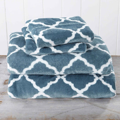 4-Piece Printed Plush Sheet - Velvet Luxe Lattice Collection