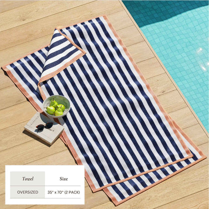 Oversized Striped Border Cabana Beach Towel - Santa Cruz