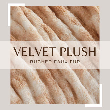 Ruched Faux Fur Throw Blanket - Alondra Collection