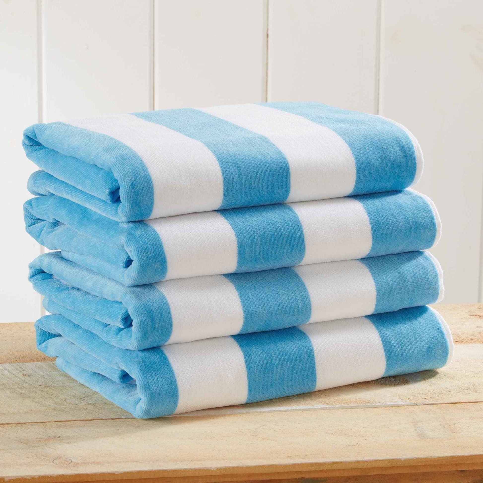 Cotton Velour Cabana Stripe Beach Towel - Novia Collection