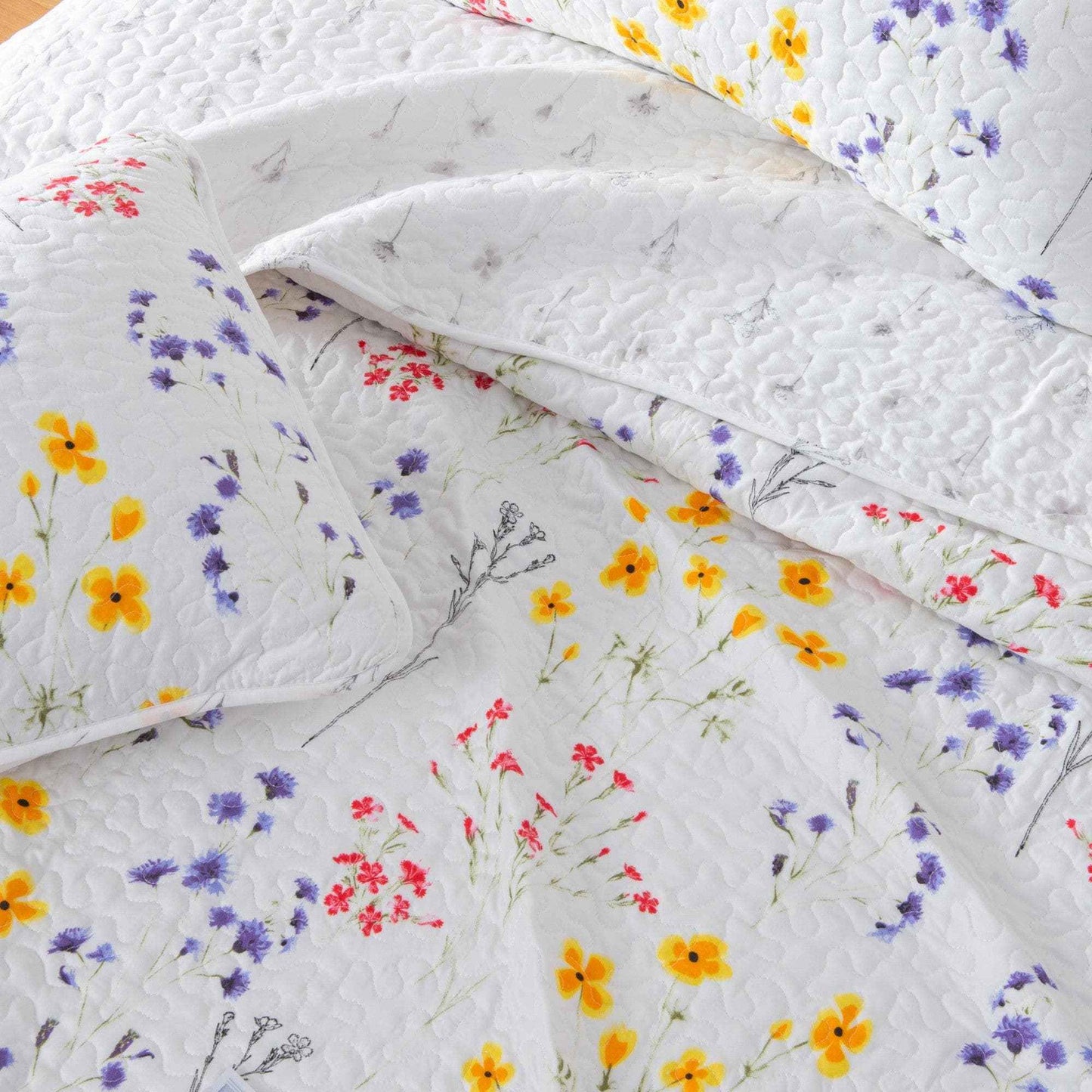 Colorful Floral 3 Piece Quilt Set - Marianne Collection
