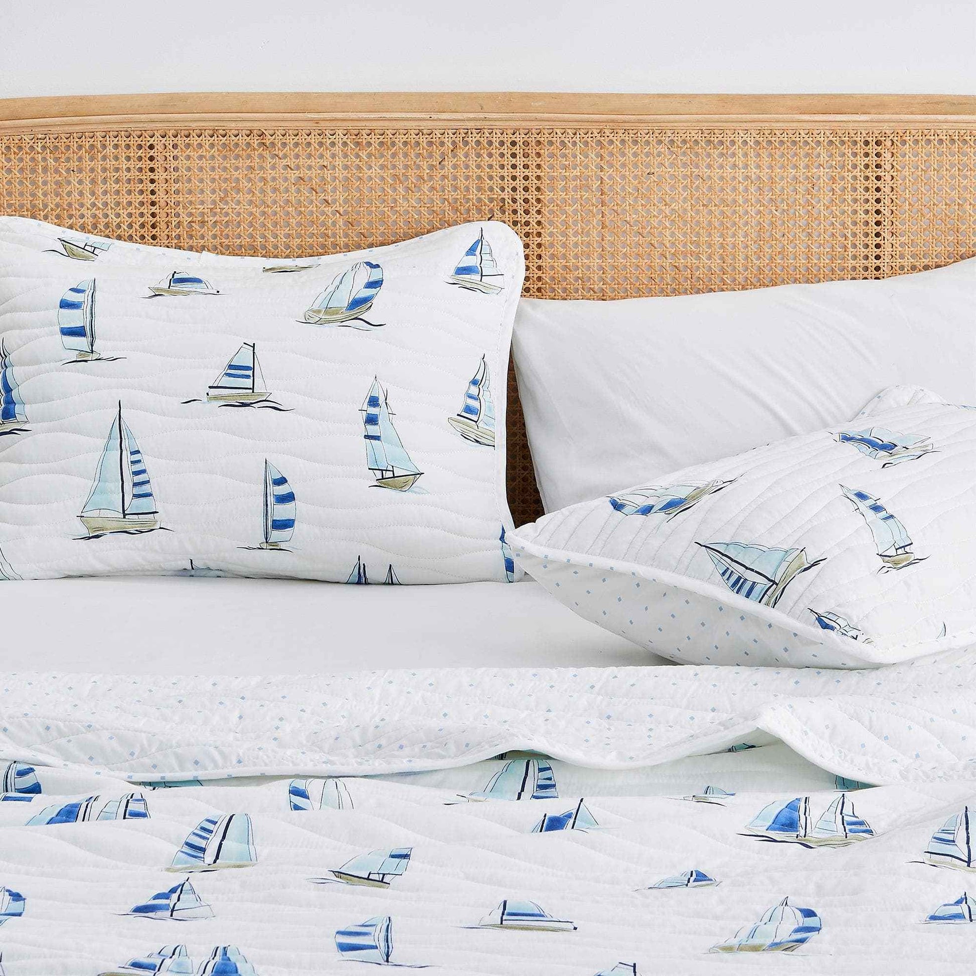 Coastal Blue Sailboat Quilt Set - Marzano Collection
