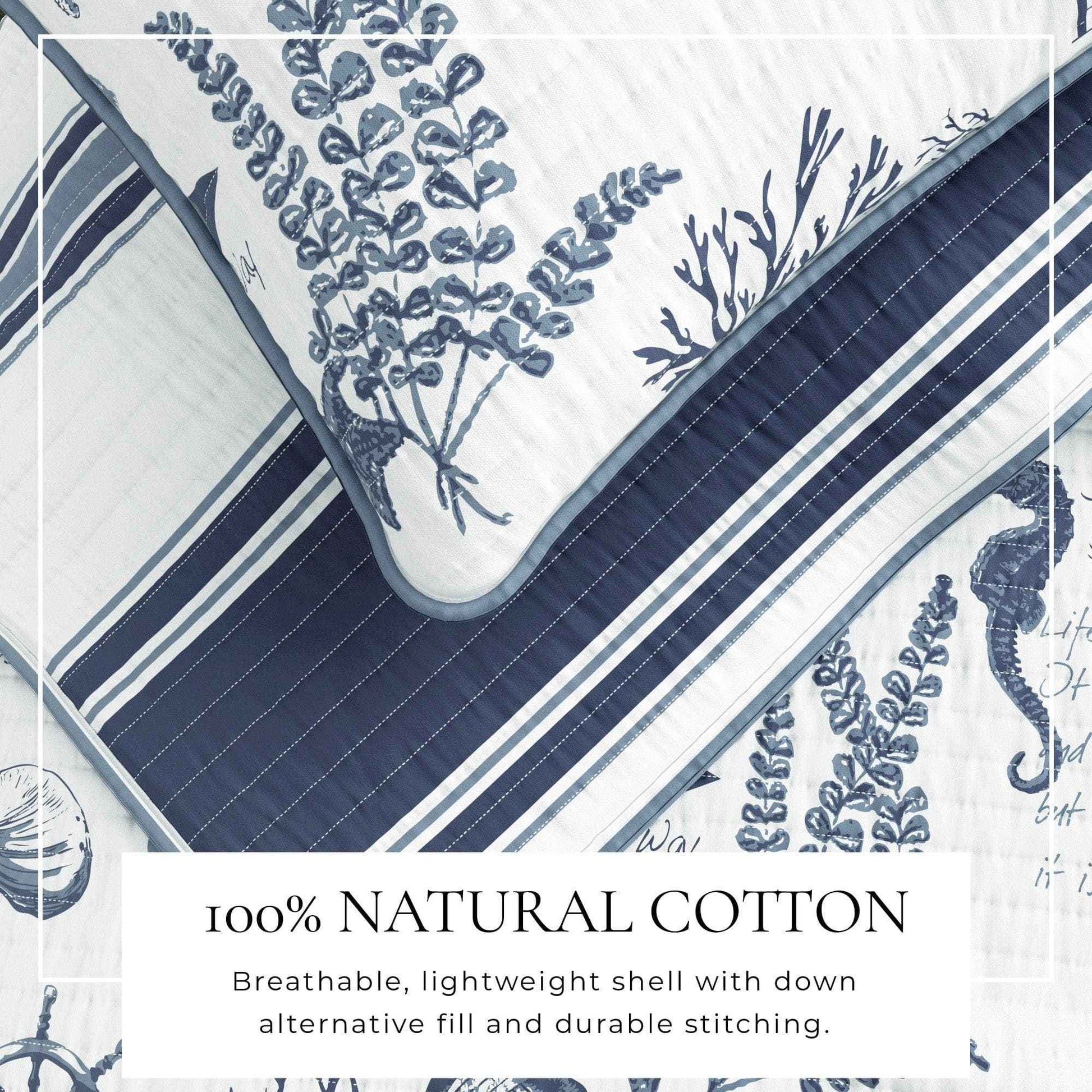 Coastal Printed Cotton Quilt Set - Calypso Collection
