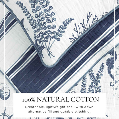 Coastal Printed Cotton Quilt Set - Calypso Collection