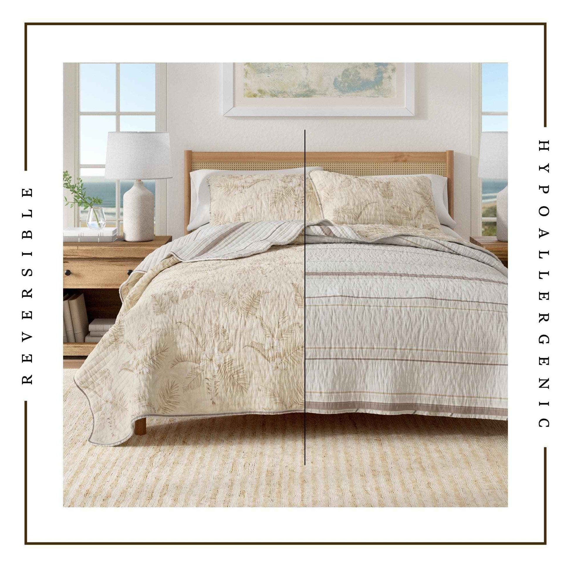 Floral Printed Cotton Quilt Set - Mendocino Collection