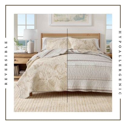Floral Printed Cotton Quilt Set - Mendocino Collection