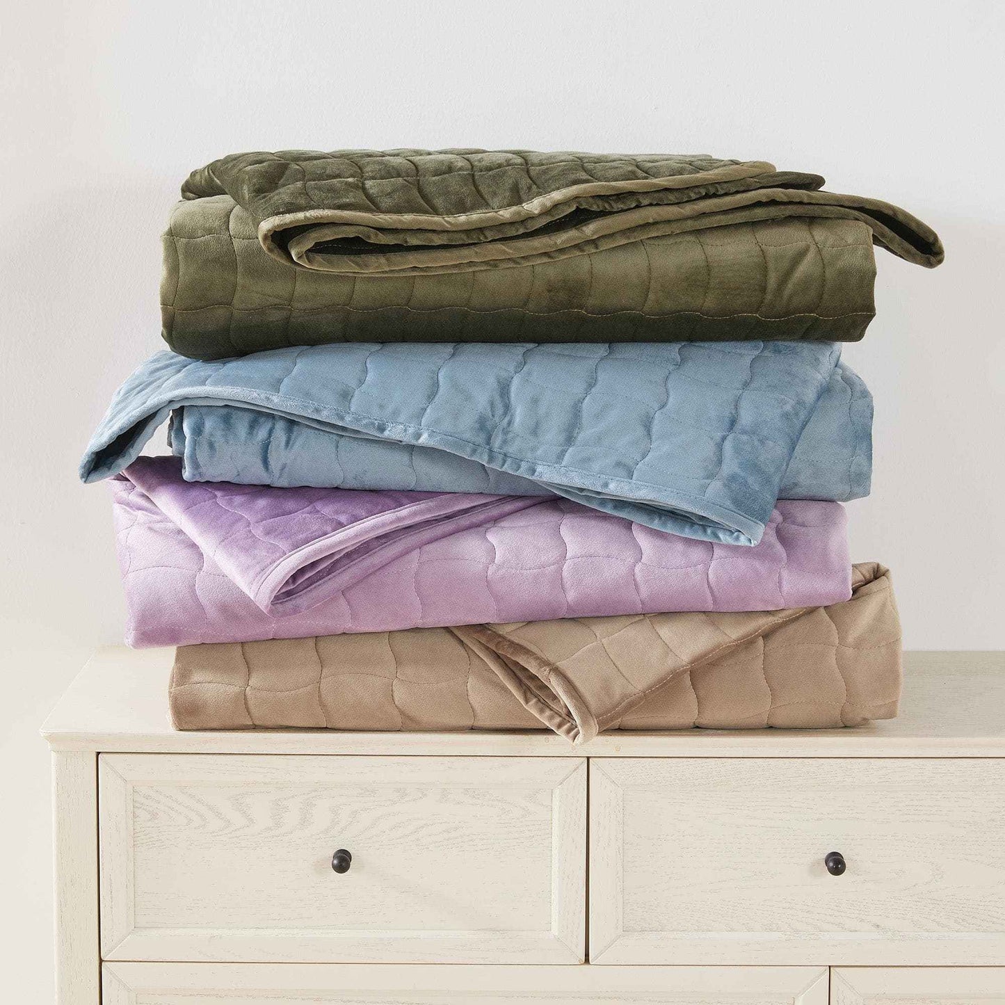 Velvet Box-Stitched Quilt Set - Vivica Collection