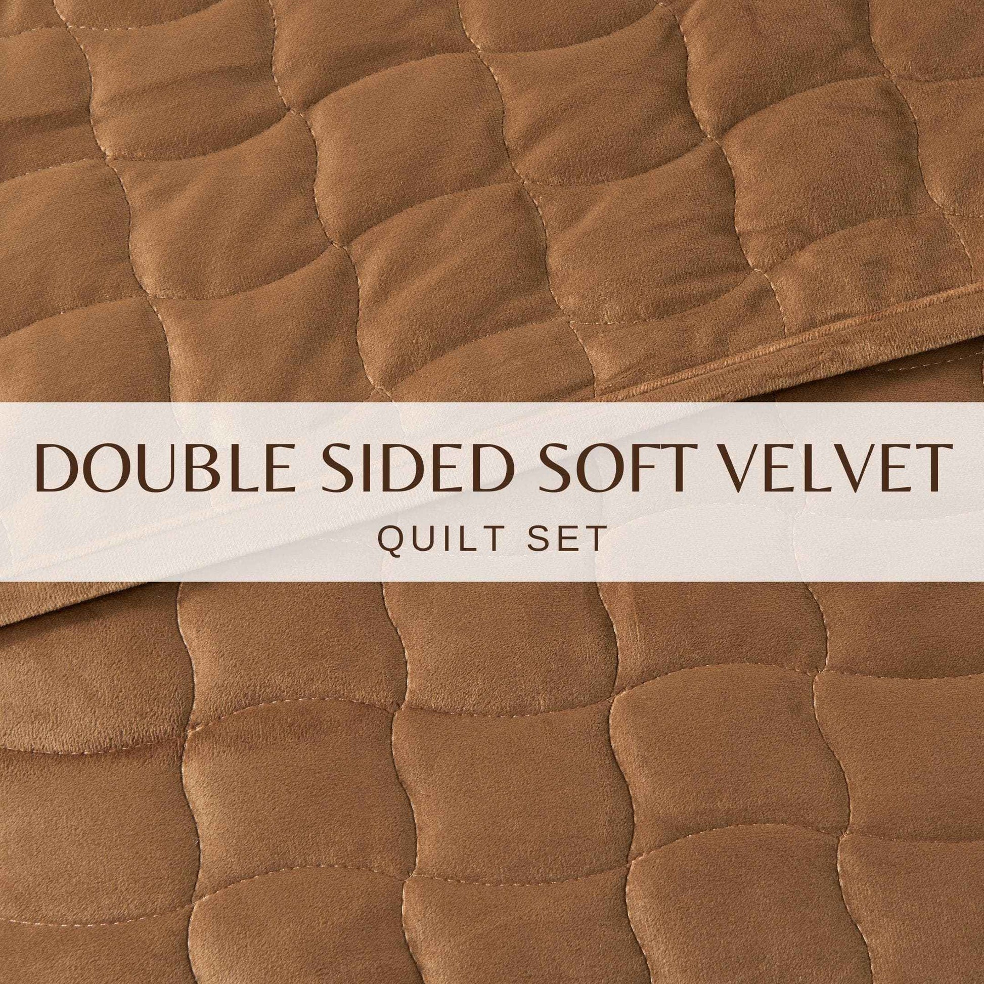 Velvet Box-Stitched Quilt Set - Vivica Collection