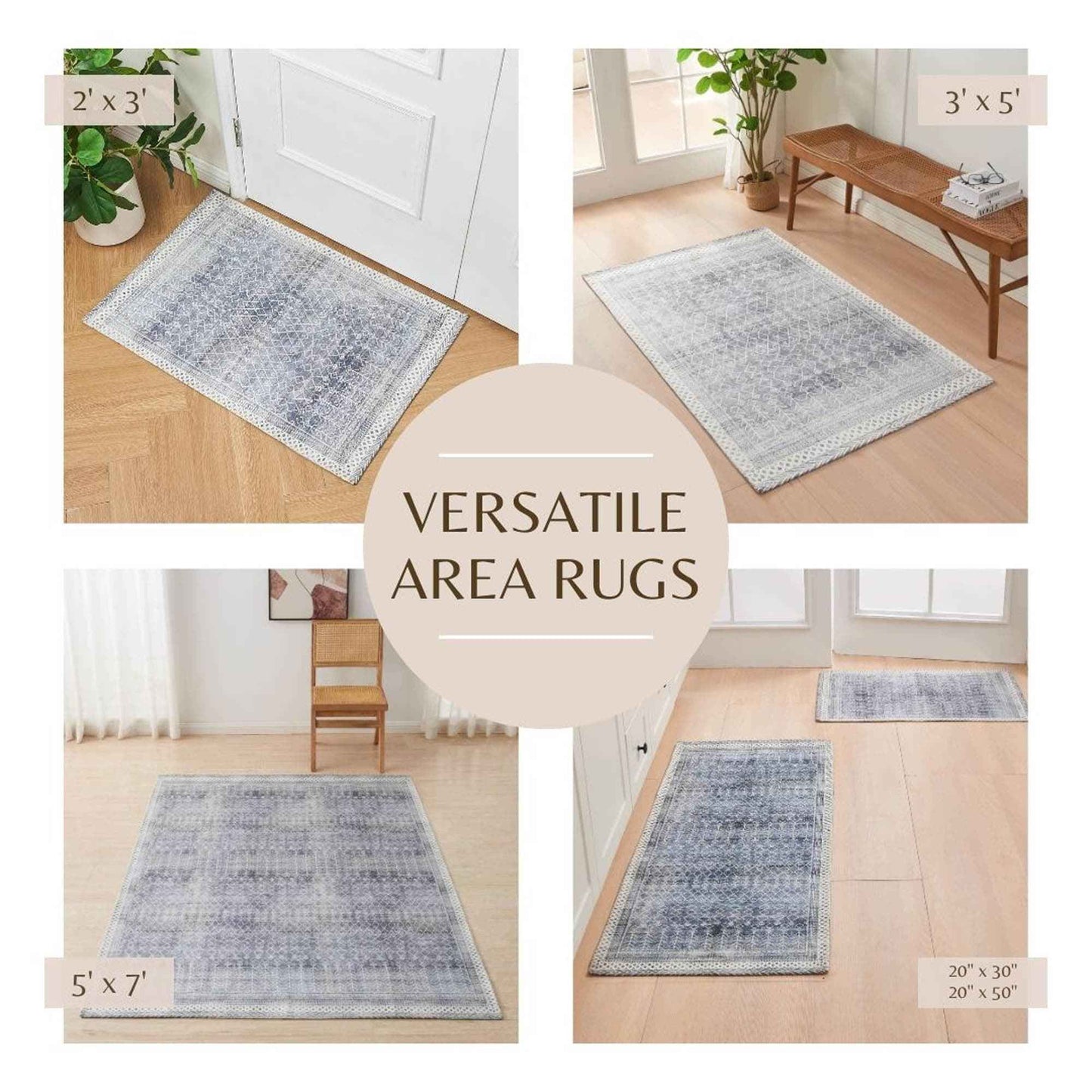 Distressed Moroccan Machine Washable Accent Area Rug 3' x 5' - Neve Collection