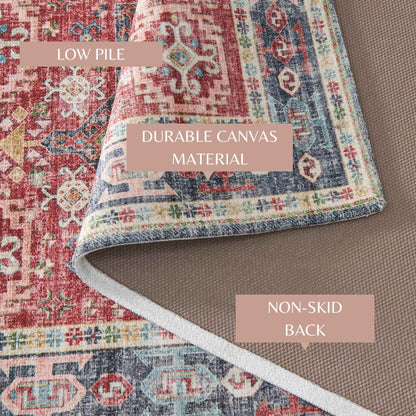 Medallion Machine Washable Accent Area Rug & Runner 2 Pack - Nava Collection