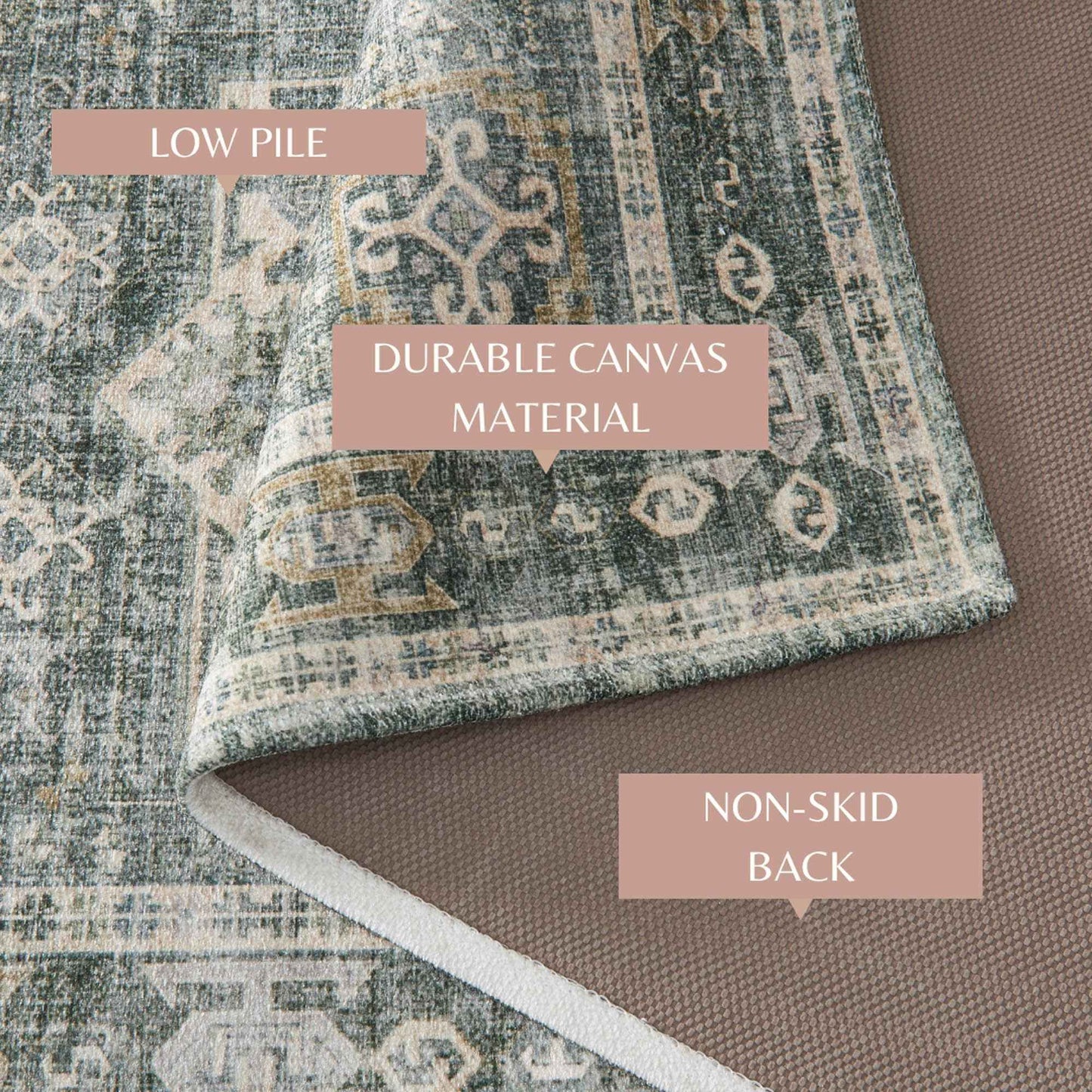 Medallion Machine Washable Accent Area Rug 3' x 5' - Nava Collection