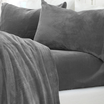 4-Piece Solid Plush Sheet - Velvet Luxe Collection