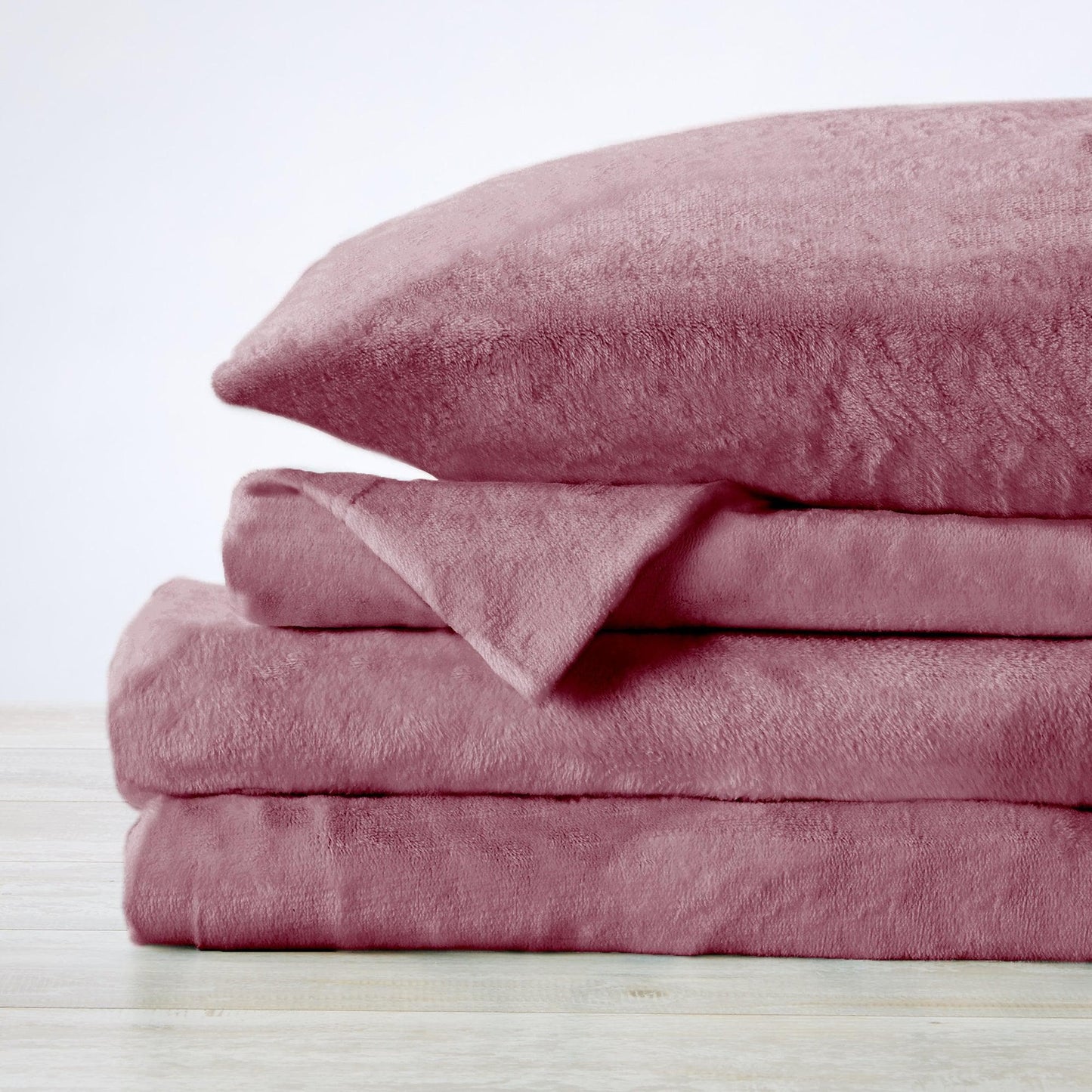 4-Piece Solid Plush Sheet - Velvet Luxe Collection