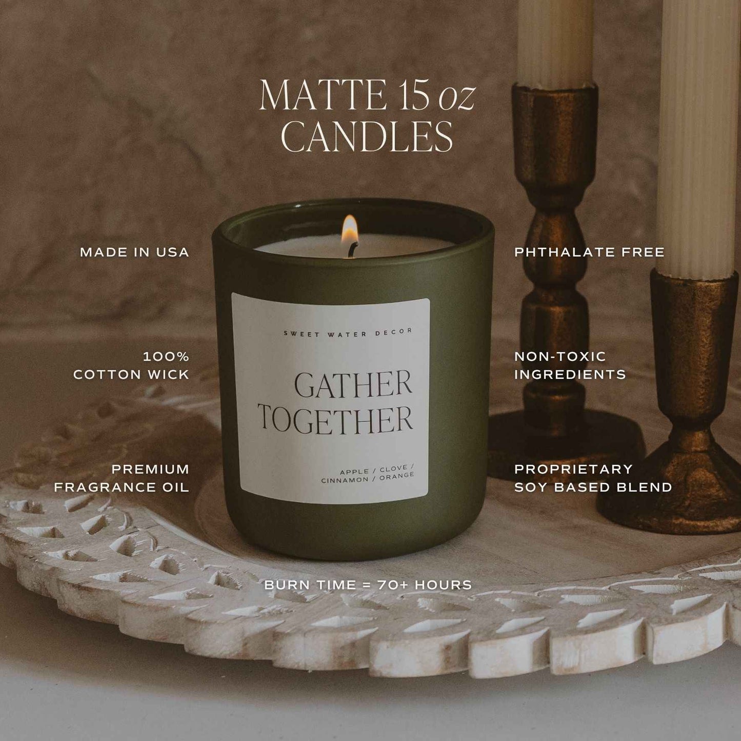 Gather Together Soy Candle - Olive Matte Jar - 15 oz
