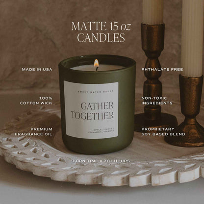 Gather Together Soy Candle - Olive Matte Jar - 15 oz