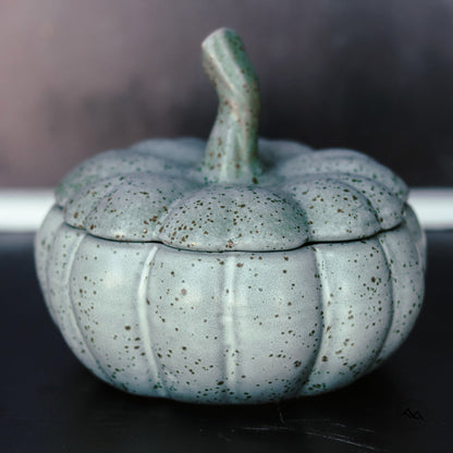 Green Ceramic Pumpkin Candle with Lid - Fall Scents