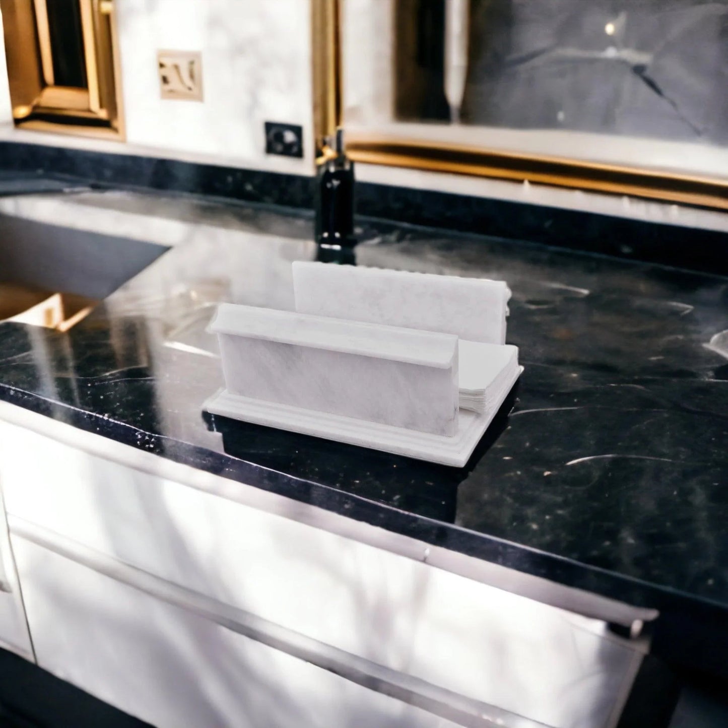 Hand Towel Holder of White Marble - PoshaBella
