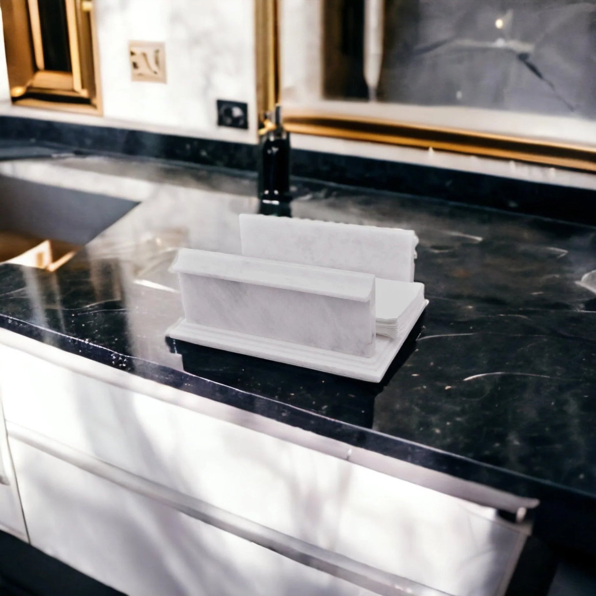 Hand Towel Holder of White Marble - PoshaBella