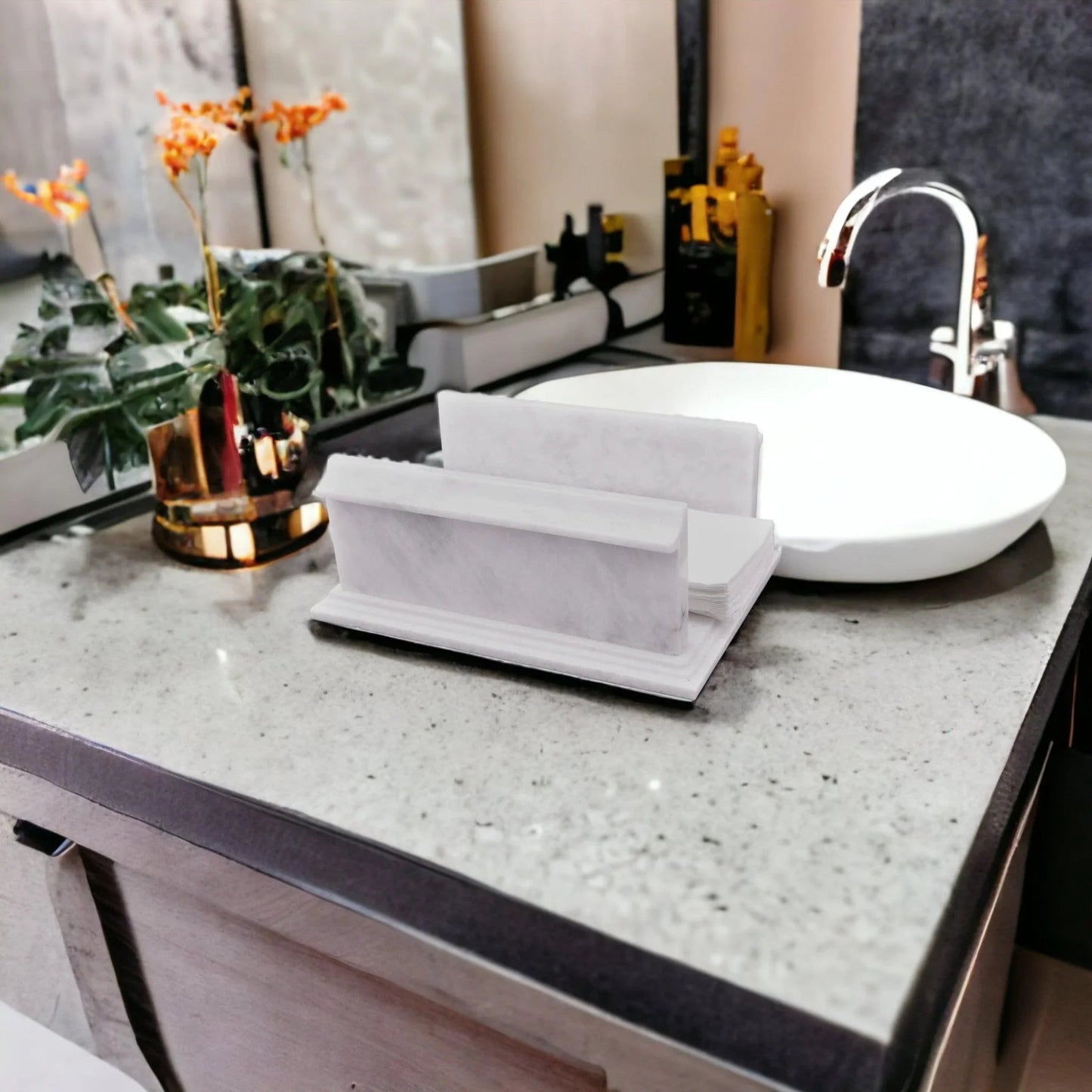 Hand Towel Holder of White Marble - PoshaBella