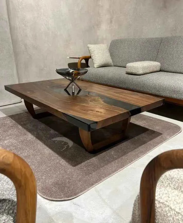 Resin Coffee Table With Walnut Legs