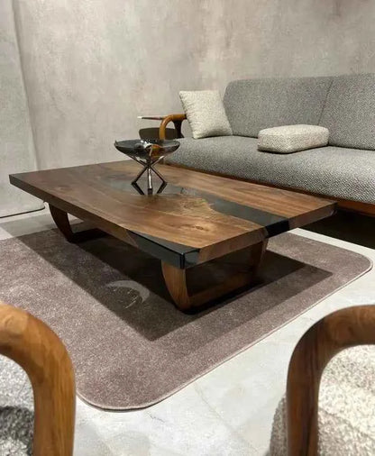 Resin Coffee Table With Walnut Legs