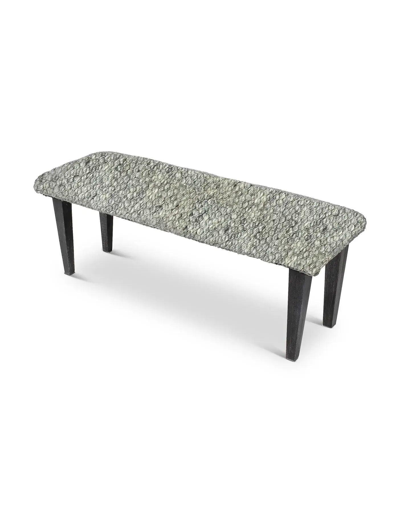 Handwoven Clean Grey Dining Room Table Bench - PoshaBella