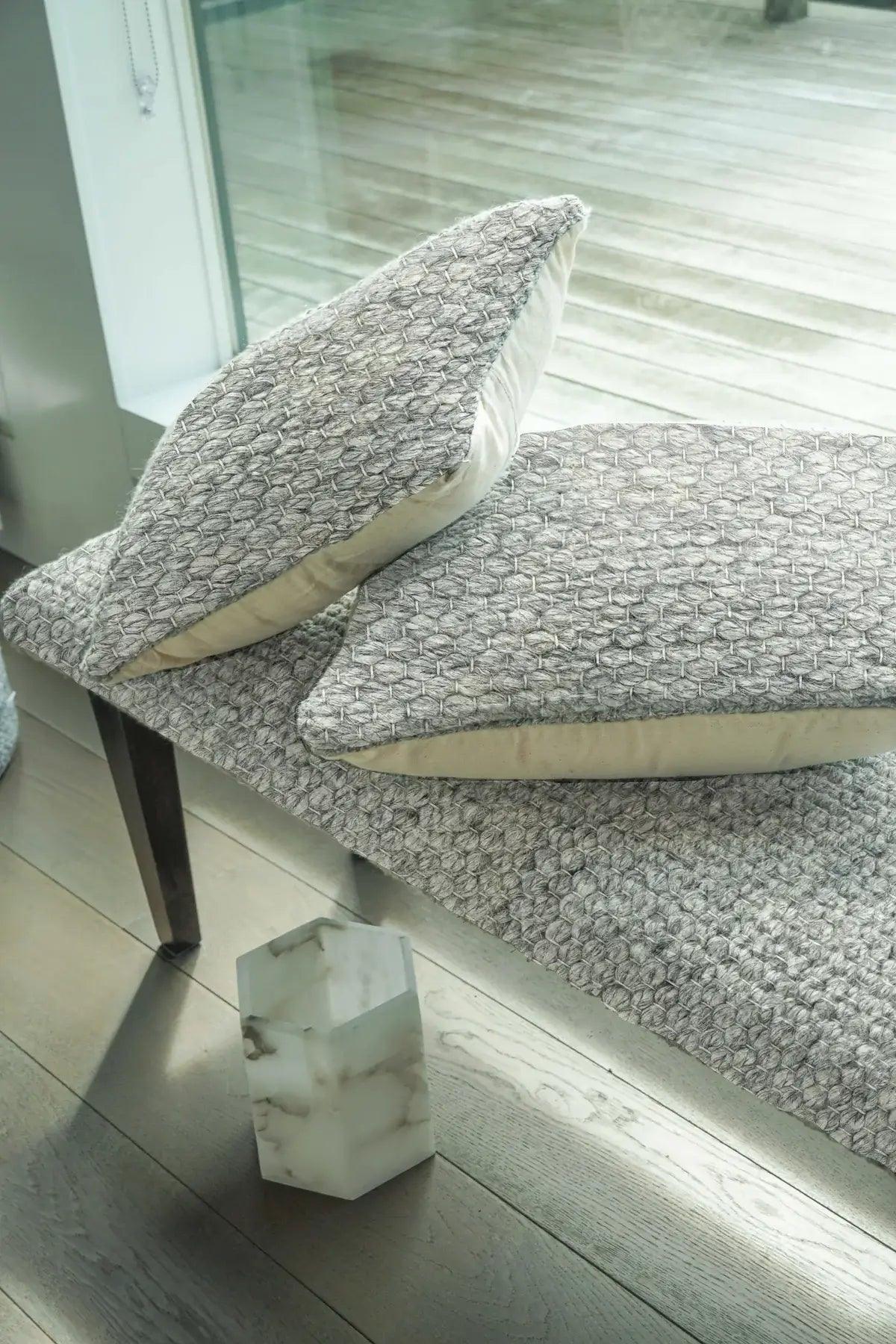 Handwoven Clean Grey Dining Room Table Bench - PoshaBella