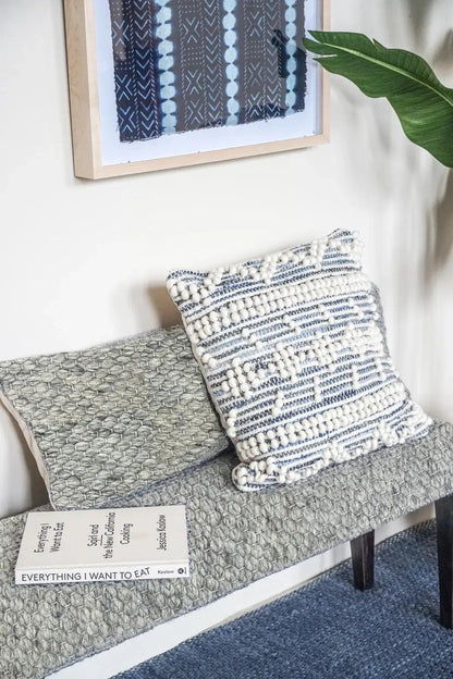 Handwoven Clean Grey Dining Room Table Bench - PoshaBella