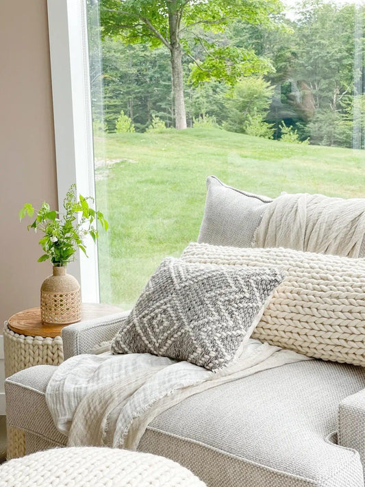 Handwoven Grey Diamond Pillow Covers - PoshaBella