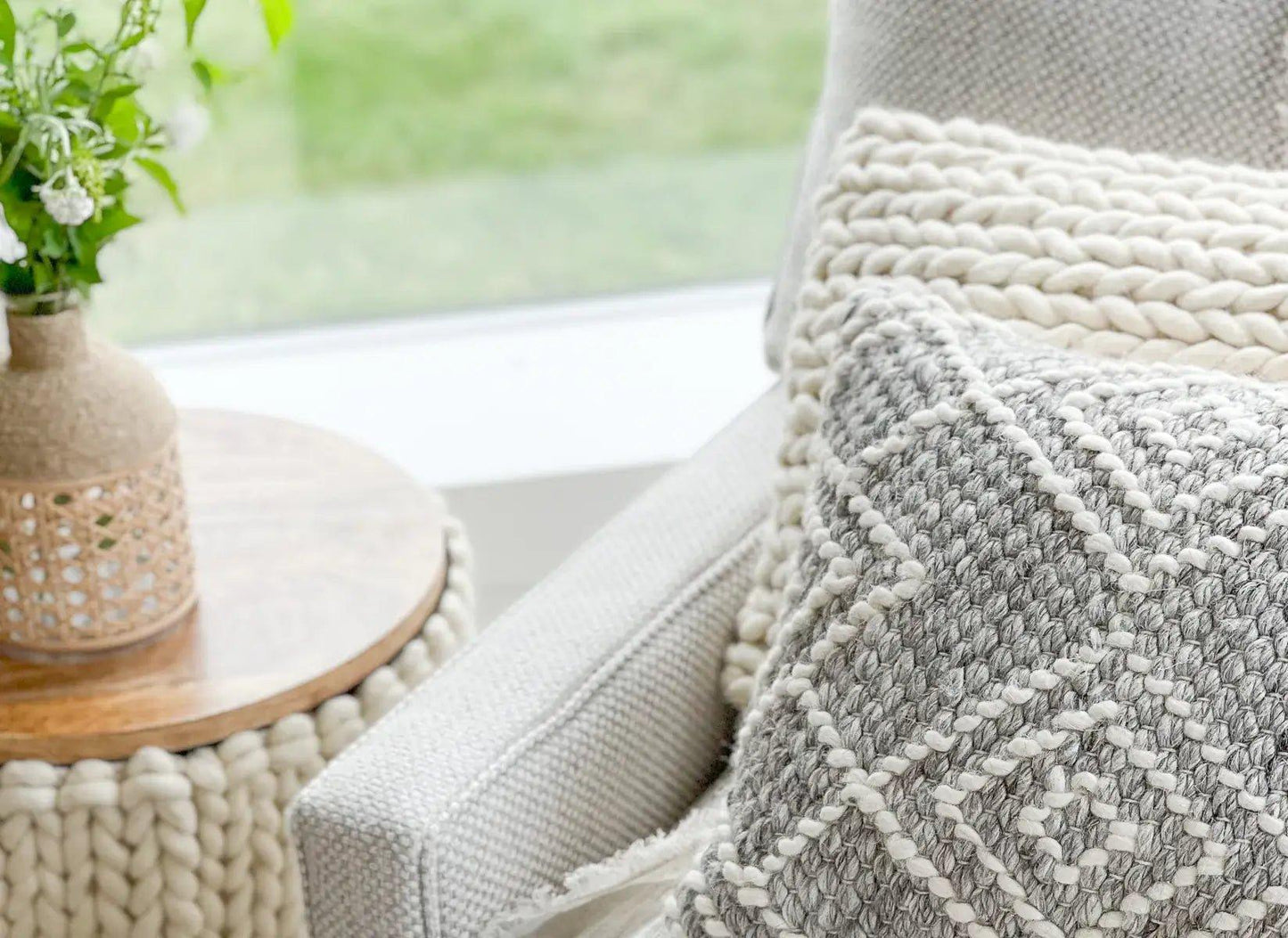 Handwoven Grey Diamond Pillow Covers - PoshaBella