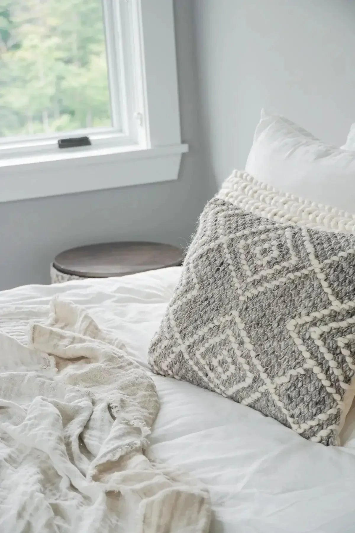 Handwoven Grey Diamond Pillow Covers - PoshaBella