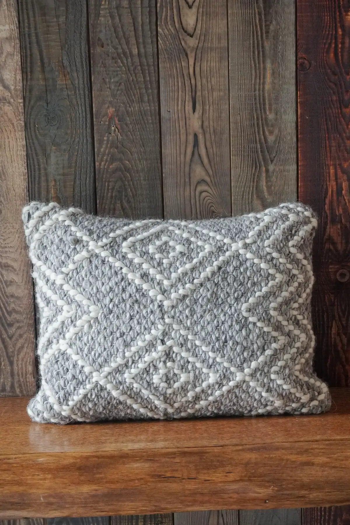 Handwoven Grey Diamond Pillow Covers - PoshaBella