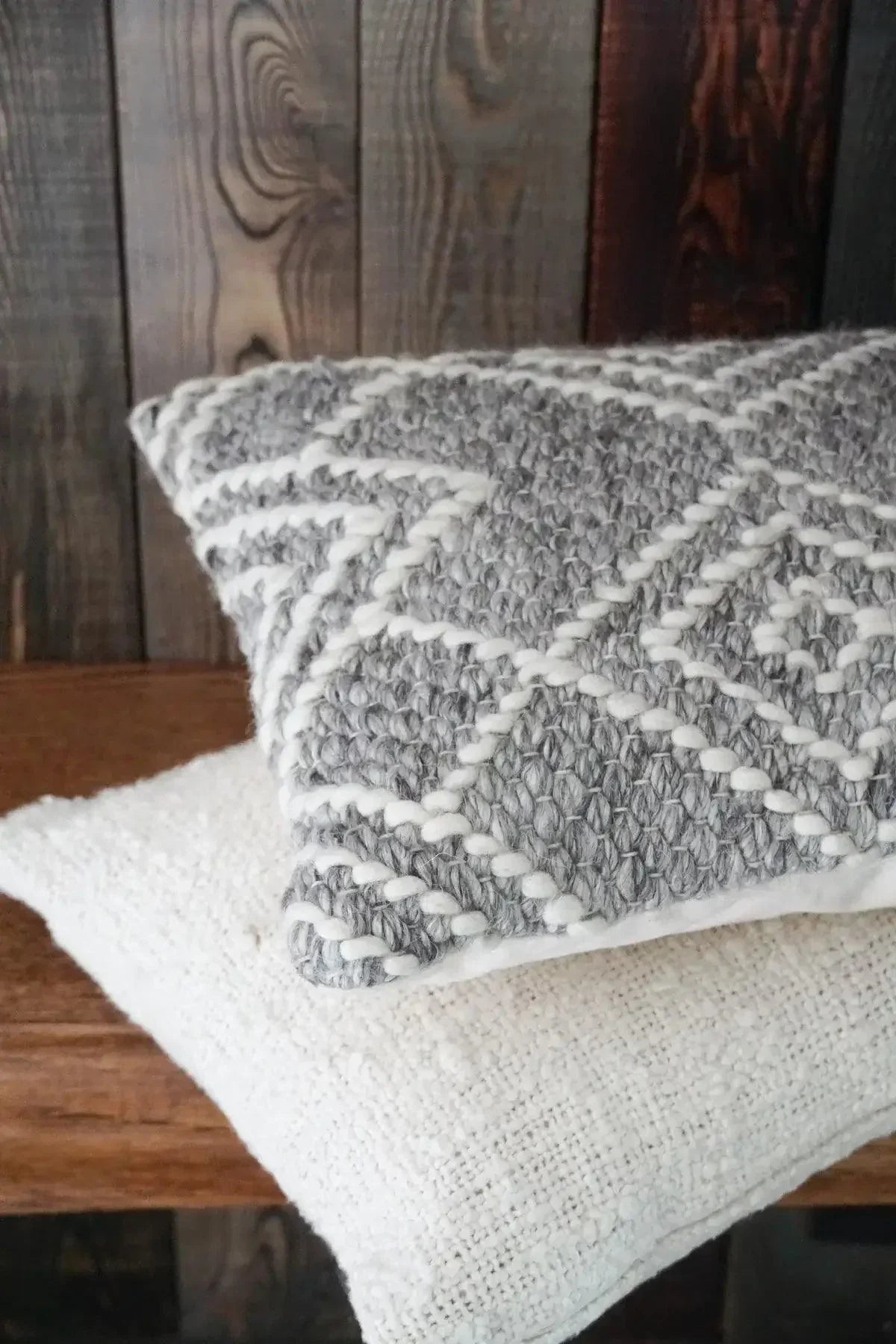 Handwoven Grey Diamond Pillow Covers - PoshaBella