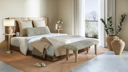 Handwoven Textured Taupe Ottoman Bench - PoshaBella
