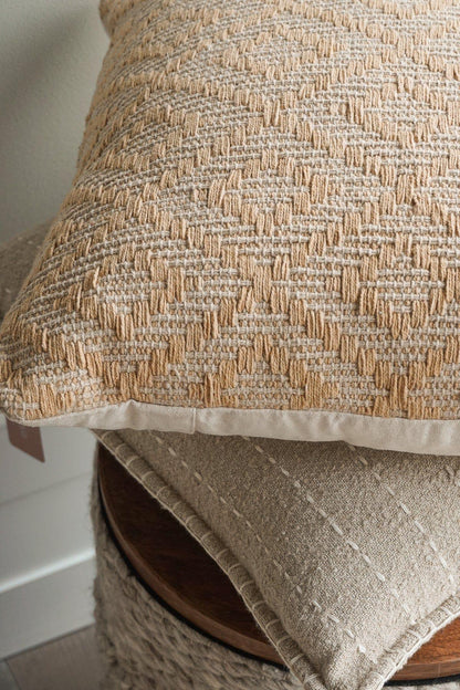 Handwoven Yellow Diamond Pillow Cover - PoshaBella